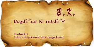 Bogács Kristóf névjegykártya